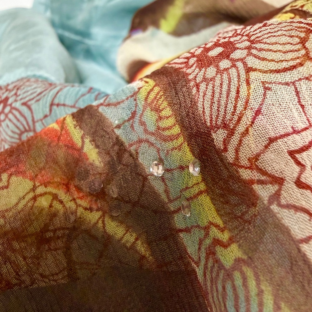Rangoon 100%Silk Layered Skirt, One of a Kind Abstract Art Creation Da-Nang - Picture 6 of 17